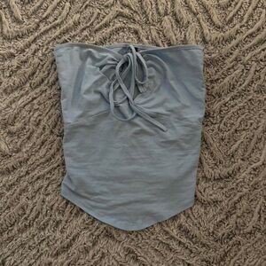 SHEIN Gray Sleeveless Strapless Tie Front Top